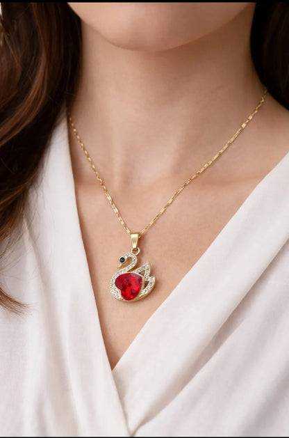 Ruby Swan Necklace