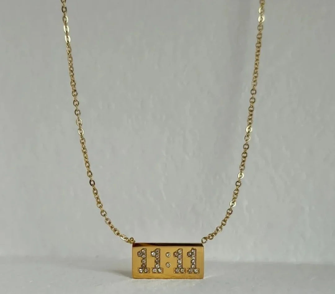 11:11 Crystal Bar Necklace