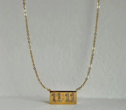11:11 Crystal Bar Necklace