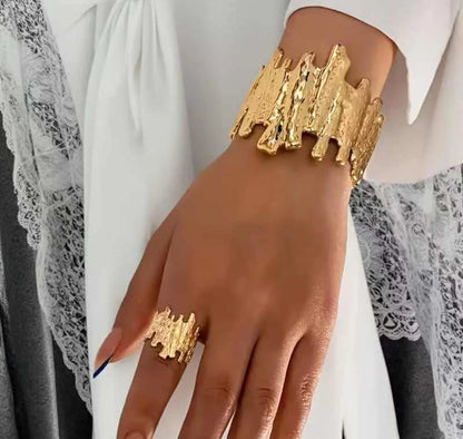 Gold bark cuff bracelet