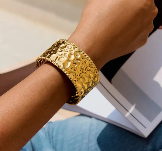 Hammered Gold Statement Cuff Bracelet