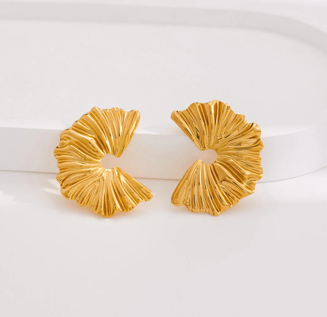 Sculpted Fan Statement Earrings