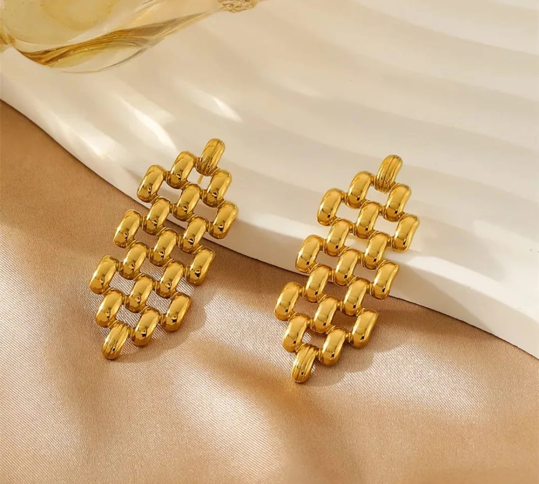 Golden Link Statement Earrings