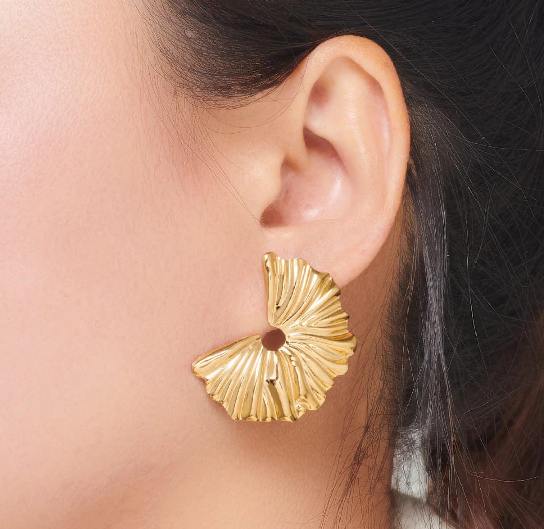 Sculpted Fan Statement Earrings