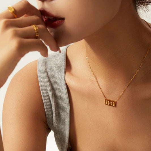 11:11 Crystal Bar Necklace