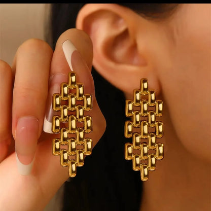 Golden Link Statement Earrings