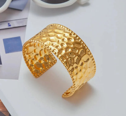 Hammered Gold Statement Cuff Bracelet