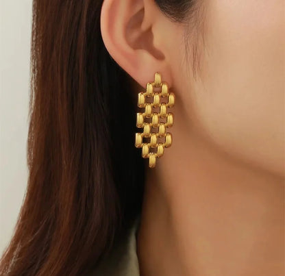 Golden Link Statement Earrings