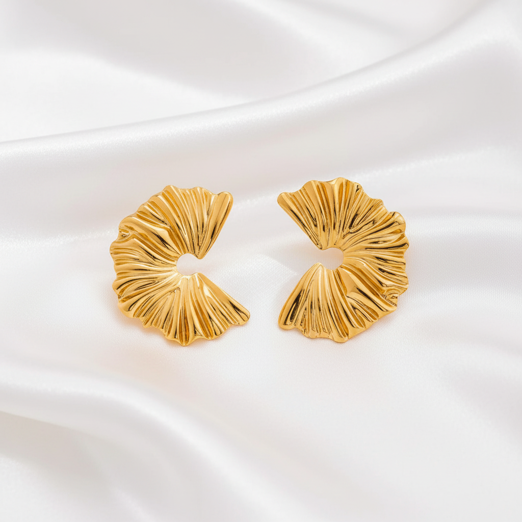 Sculpted Fan Earrings – Silk Flat Lay