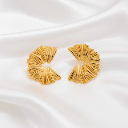 Sculpted Fan Earrings – Silk Flat Lay