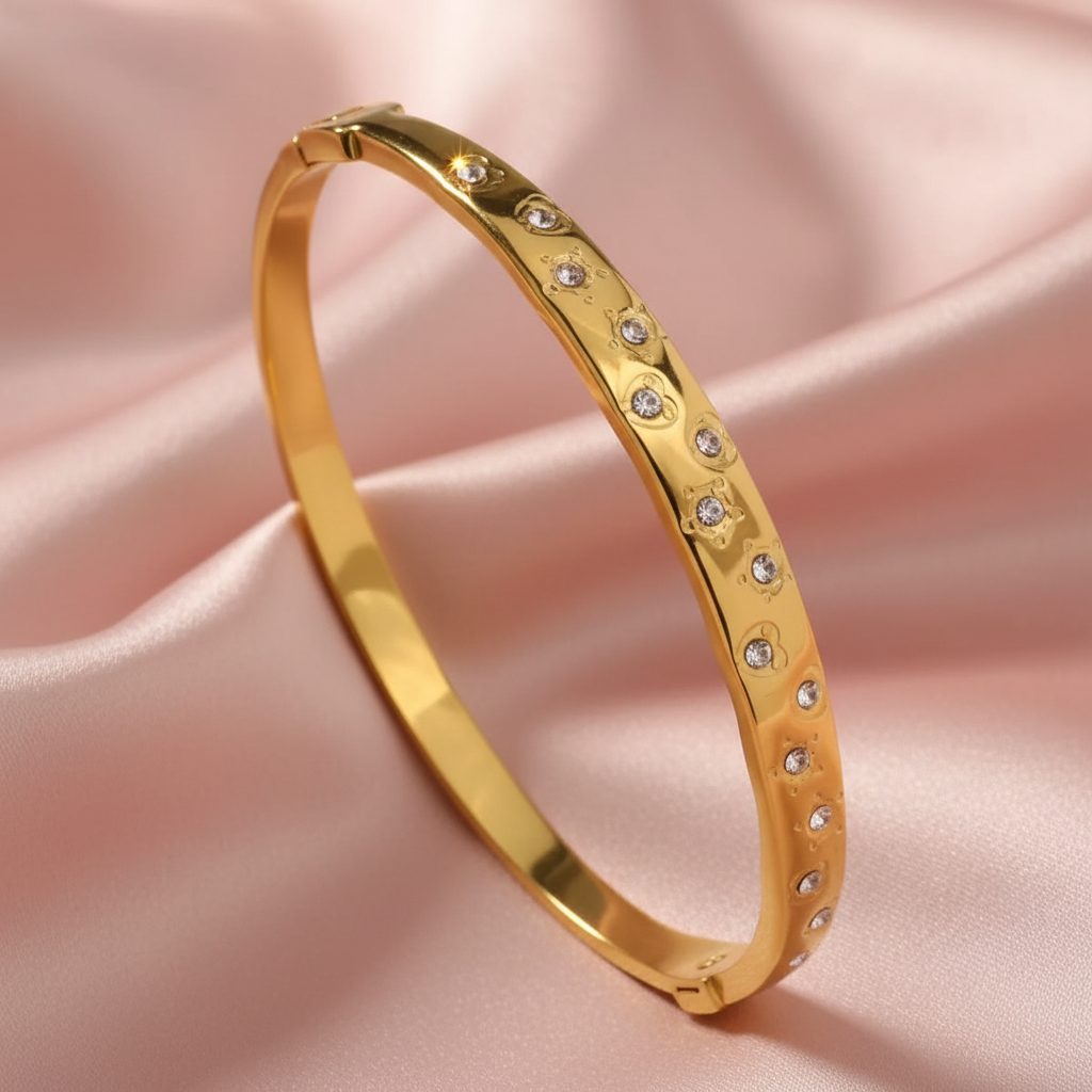 Stellar Cuff Bracelet - Blush Satin Diagonal